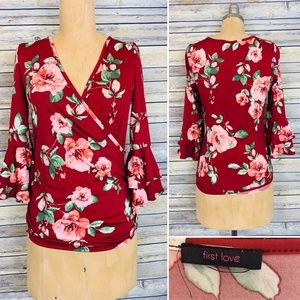 Medium First Love Floral Top bell sleeves